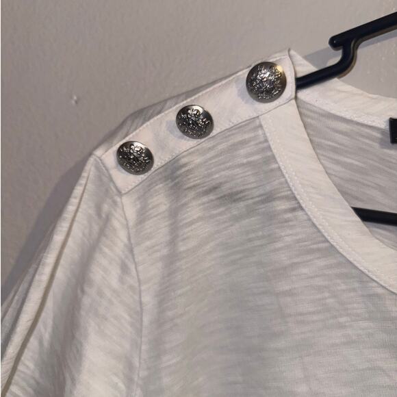 Veronica Beard-Carla Button Cotton T-Large White-Silver buttons-With tiny flaw - Picture 6 of 10